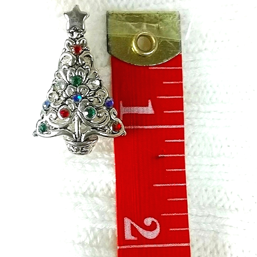 Vintage Christmas Tree Convertible Necklace or Brooch & Matching Earrings - Picture 7 of 8